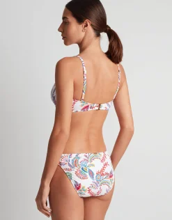 Fleurette Twist Side Tab Hipster Bikini Pant - White Floral