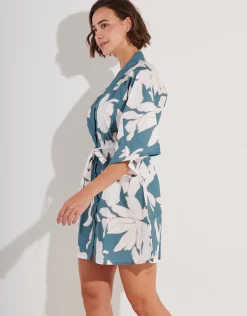 Floral Abstract Mini Kimono - Puffy Sky
