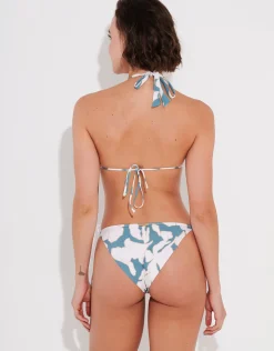 Floral Abstract Tie Side Bikini Pant - Puffy Sky