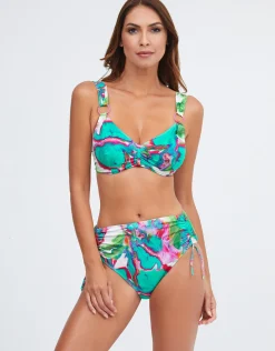 Frida Underwired Ring Bikini Top - Green Marble