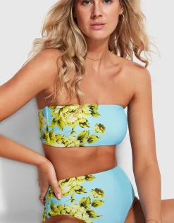 Full Bloom Tube Bikini Top - Sky