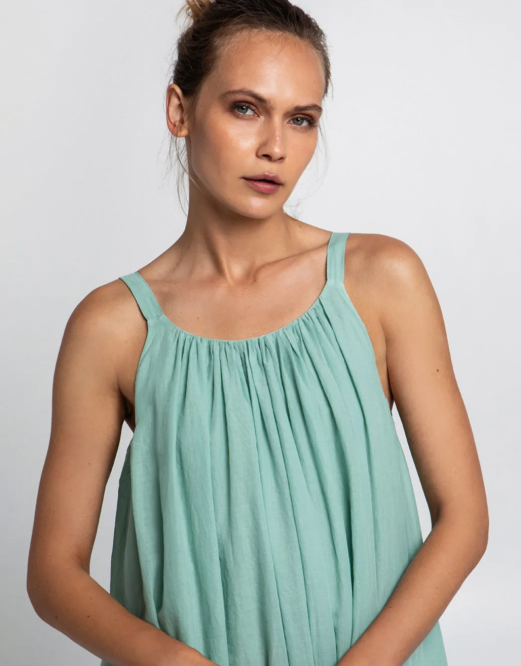 Gathered Maxi Dress - Sea Green