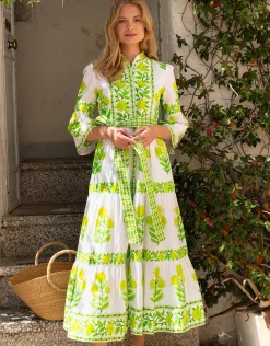 Gemma Dress - Lime Botanics