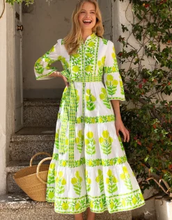 Gemma Dress - Lime Botanics