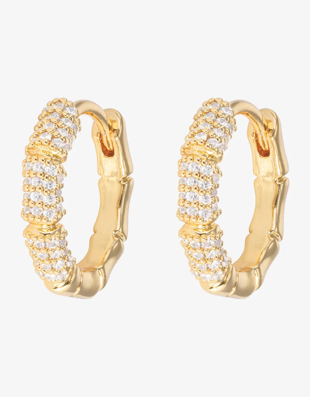 Gold Bamboo Hoop Earrings - Small