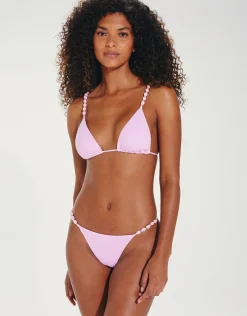 Grenadine Beads Parallel Tri Bikini Top - Lilac