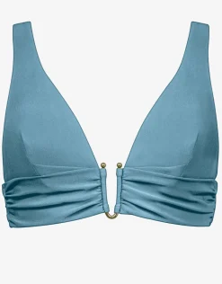 Honesty Banded Halter Bikini Top - Celest