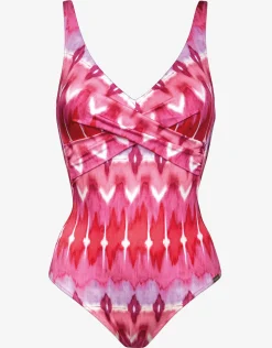 Ikat Energy Moulded Twist Front Swimsuit - Pinkwave