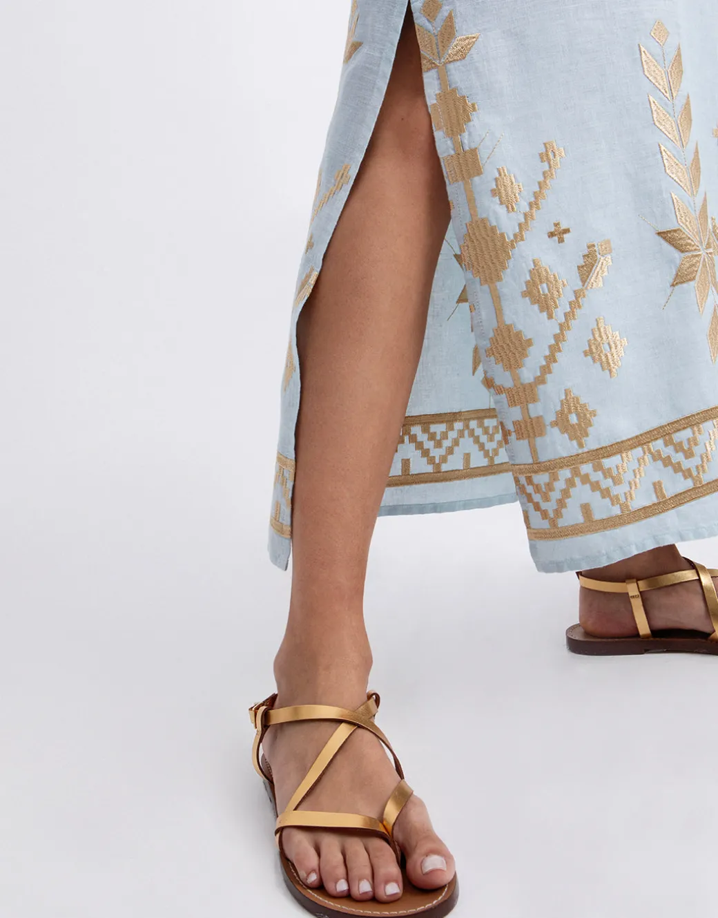 Ios Strappy Bandeau Dress - Ciel and Gold