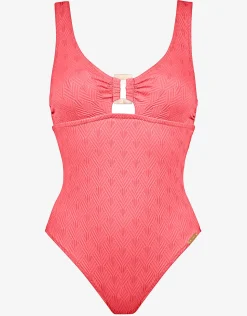 Island Nostalgia Ring Front Swimsuit - Ocean Coral