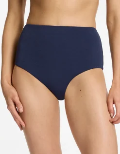 Isla Rib High Waist Bikini Pant - Ink