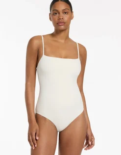 Isla Rib Minimal Tank Swimsuit - Cream