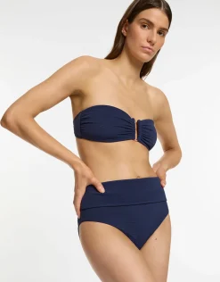 Isla Rib U Trim Bandeau Bikini Top - Ink