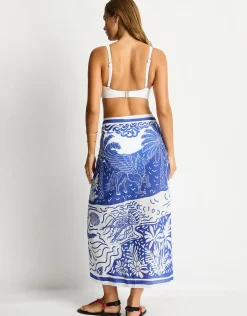 Jungle Lino Long Sarong - Blue