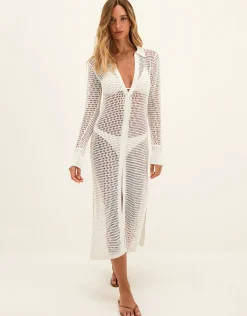 Knit Long Shirt Cover Up - Off White