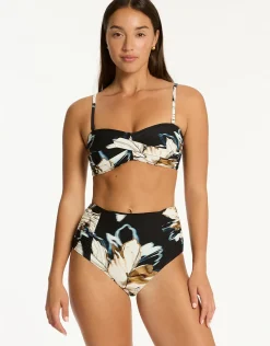 La Luna Twist Bandeau Bikini Top - Black
