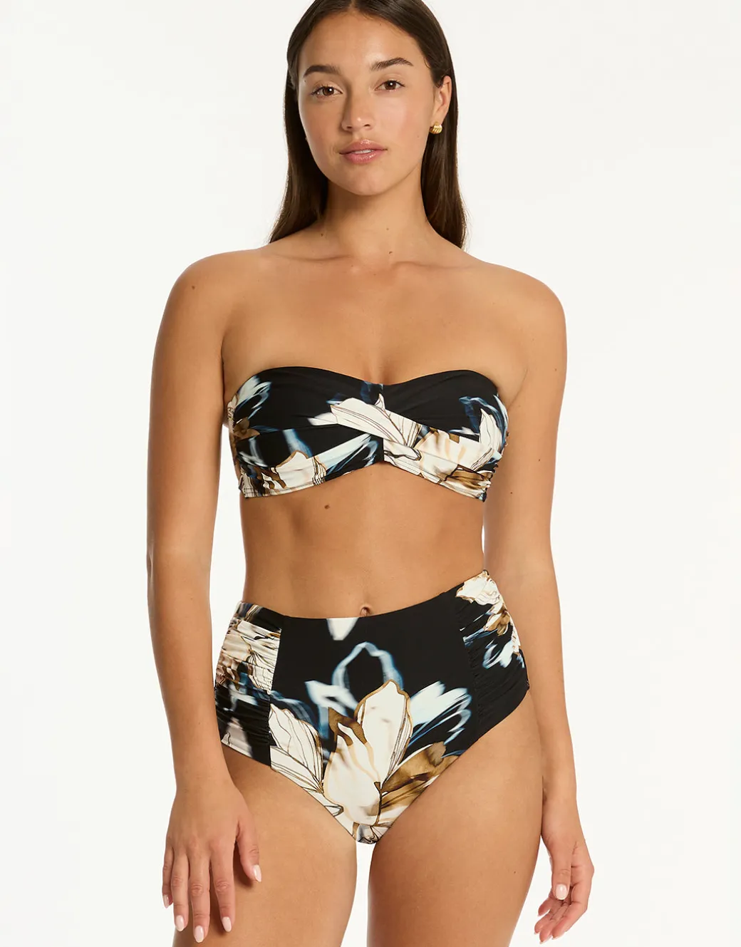 La Luna Twist Bandeau Bikini Top - Black