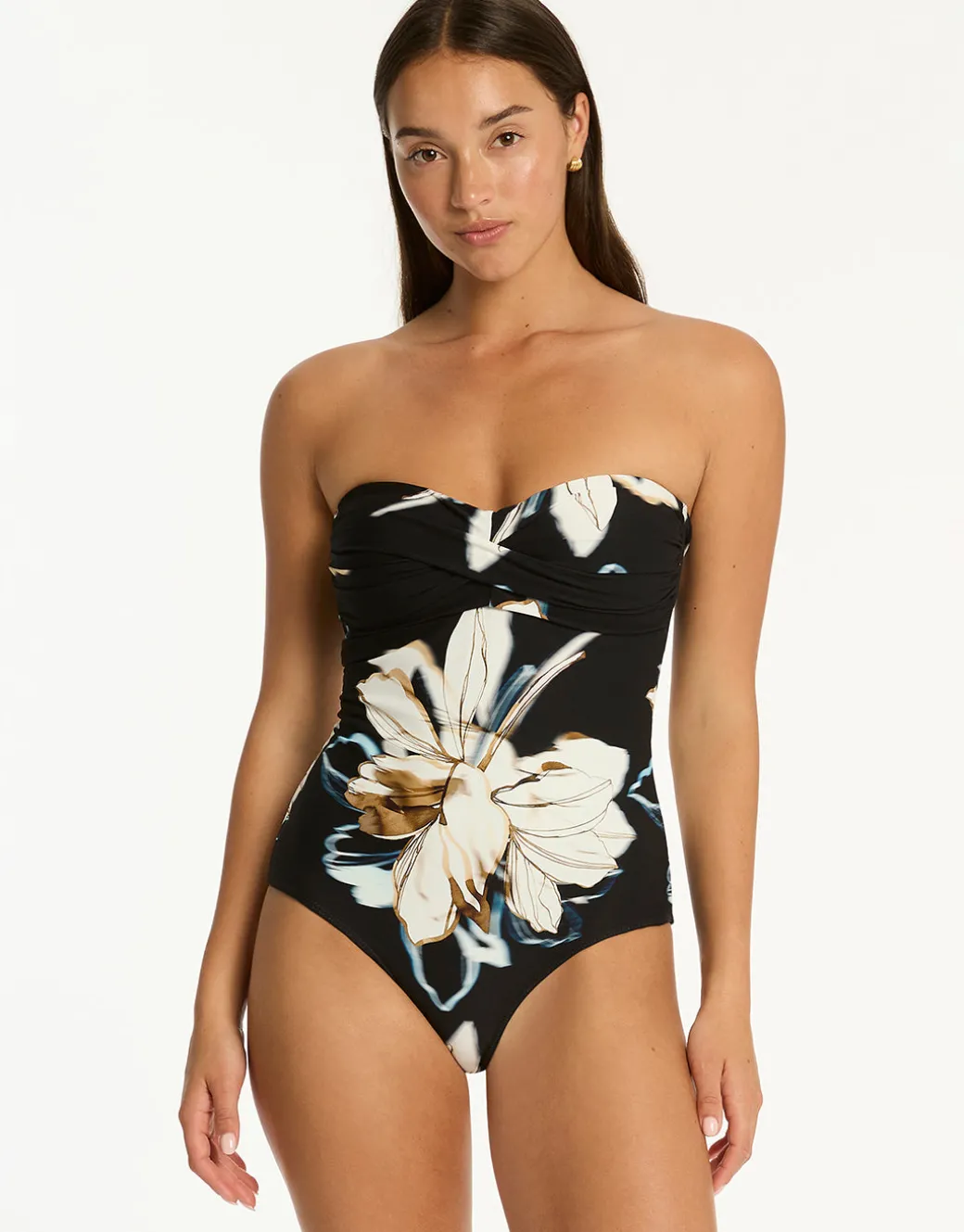 La Luna Twist Bandeau Swimsuit - Black