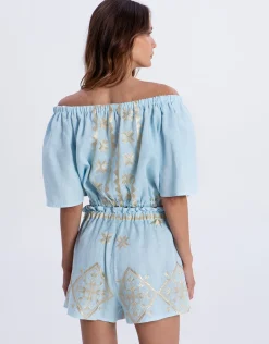 Lefkada Shorts - Ciel and Gold