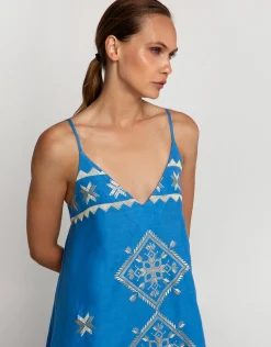 Lefkada Strappy Midi Dress - Blue Raf and Gold