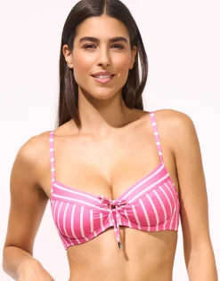 Line Up Underwired Bikini Top - Pink and White