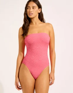 Luna DD Bandeau Swimsuit - Sunset Coral