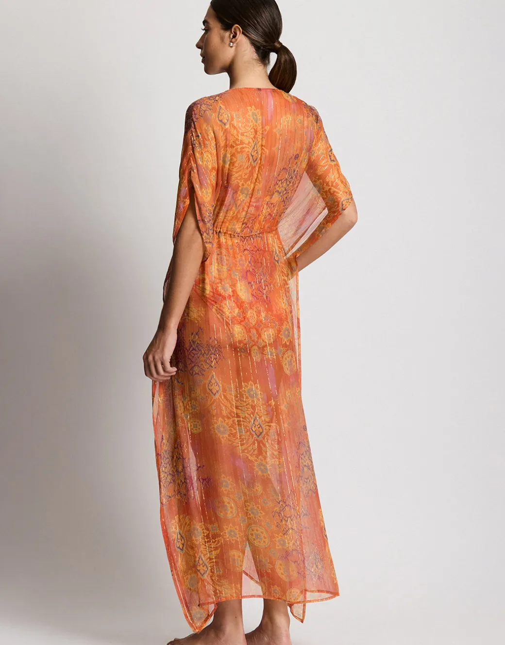 Medallion Shimmer Midi Kaftan Cover Up - Multi