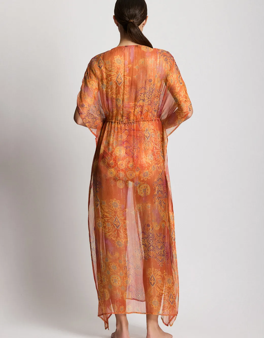 Medallion Shimmer Midi Kaftan Cover Up - Multi