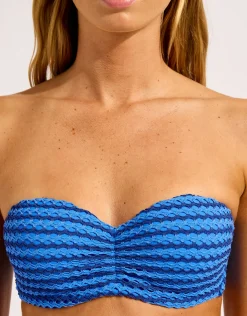 Mesh Effect Bustier Bandeau Bikini Top - Sapphire