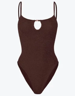 Mia Beaded Swimsuit - Metallic Chocolate