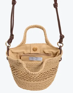 Micro Raffia Basket Beach Bag - Sand