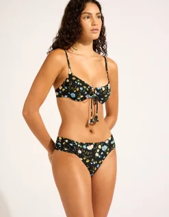 Modern Romance Ruched Side Retro Bikini Pant - Black