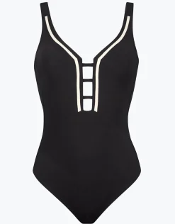 Monomar Underwired Ladder Plunge Swimsuit - Black Cream