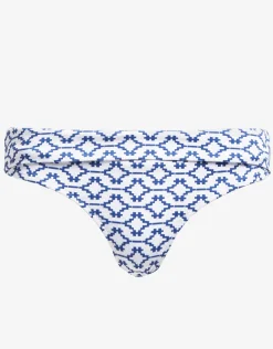 Mykonos Fold Over Bikini Pant - Blue and White
