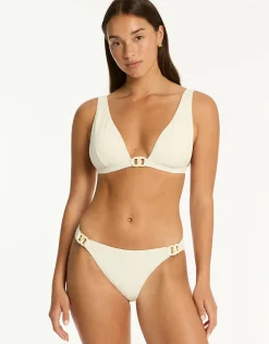 Nautique Chain Link Longline Tri Bikini Top - Coconut