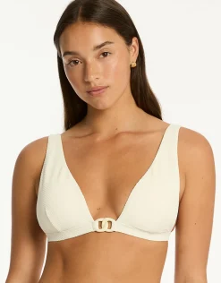 Nautique Chain Link Longline Tri Bikini Top - Coconut