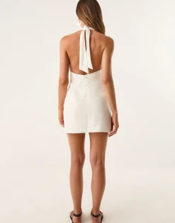 Off White Aster Short Dress - Off White