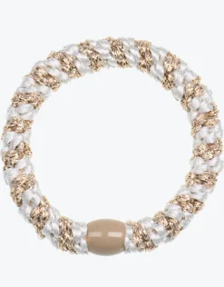 Original Hair Tie - Beige and White Glitter Stripe