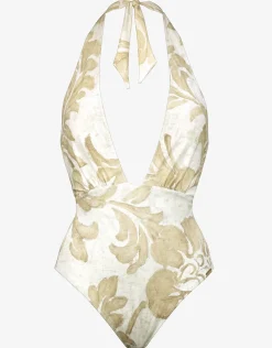 Ornation Deep Plunge Swimsuit - Canvas Sand