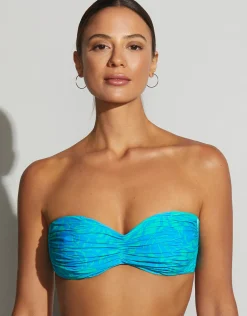 Palma Ruched Bandeau Bikini Set - Blue/Green