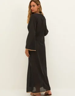 Peony Long Cover Up - Black