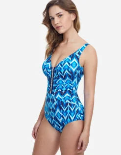 Profile Ocean Blue V Neck Swimsuit - Blue
