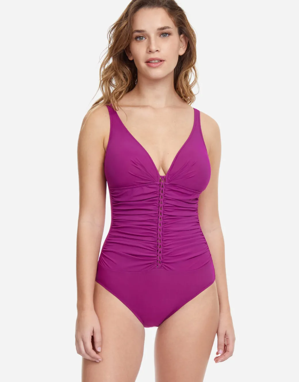 Profile Tutti Frutti D Cup V Neck Swimsuit - Warm Violet