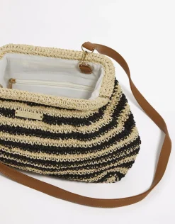 Raffia Stripe Pouch Bag
