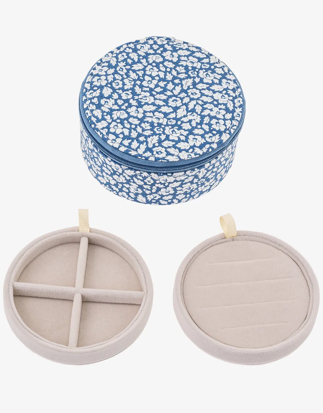 Round Jewellery Box - Liberty Feather Blue