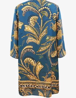 Satin Fruits Tunic - Ocean Pineapple
