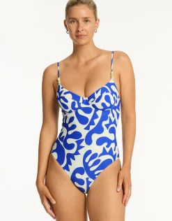 Seascape Balconette Swimsuit - Blue