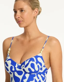 Seascape Balconette Swimsuit - Blue