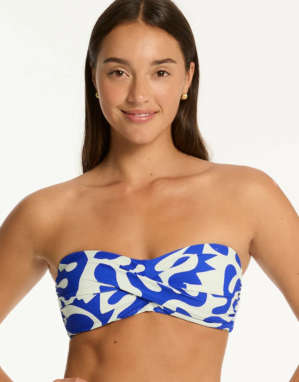Seascape Twist Bandeau Bikini Top - Blue