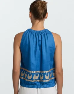 Selene Sleeveless Top - Blue Raf and Gold